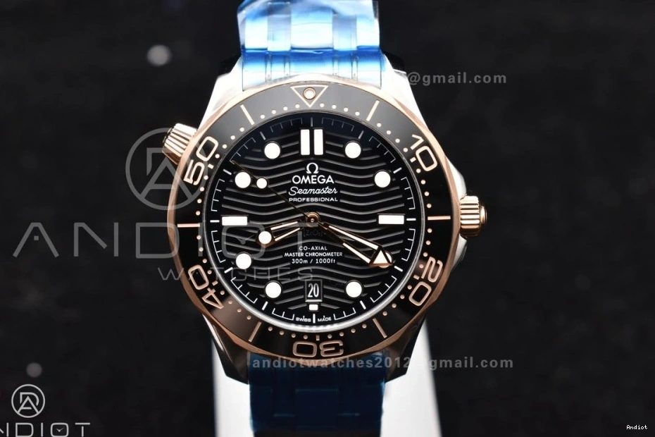 Ceramic A8800 Edition RG Seamaster Best Black SS on VSF Bracelet SS Black Diver Dial 300M 1:1 0104